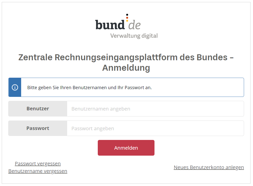 Unternehmen können sich unter xrechnung.bund.de für die ZRE-Plattform des Bundes registrieren.