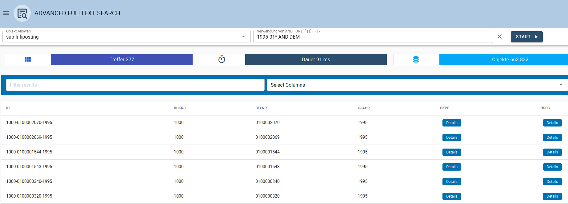 EPO AFS Suche SAP ERP S4HANA Advanced Fulltext Search