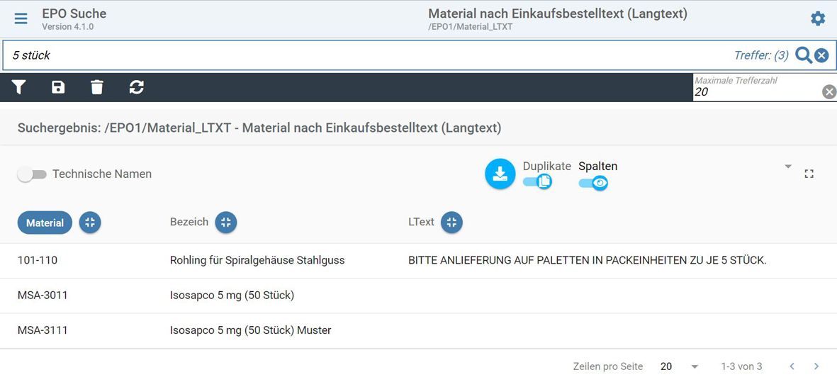 SAP Suche im Langtext