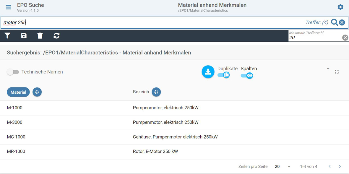 SAP Suche nach Material mit Merkmal