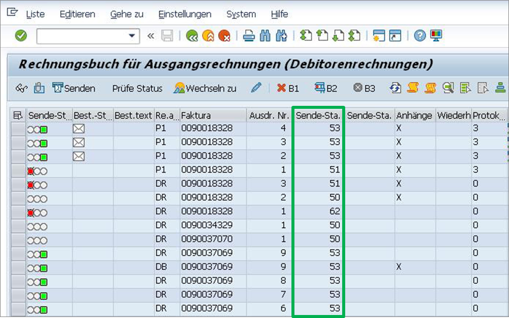 xrechnung SAP rechnungsausgangsbuch transparenz versendete belege