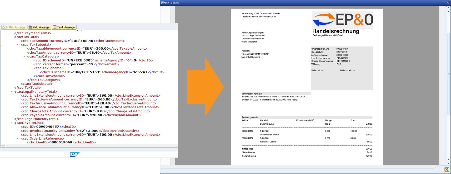 xrechnung_e-rechnung epo pdf visualisierung